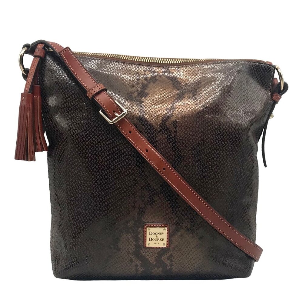 Dooney & Bourke Kitney Brown Python Leather Dixon… - image 1